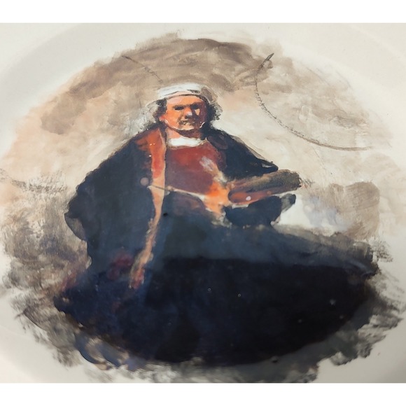 Original Painting On A Plate By Jack Lantz Portrait of Rembrandt 7.75 Inches SEE - Picture 1 of 10